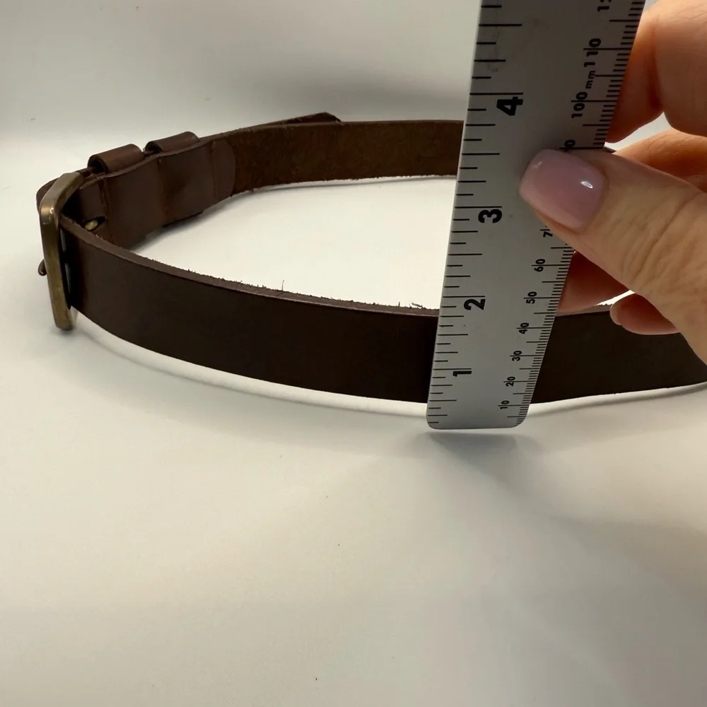 Unbranded Men’s Brown Leather Belt Size 31–33 Solid Brass Buckle Argentina